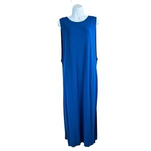 Helmut Lang Dress Womens Medium Blue Sleeveless Maxi Open Back Column